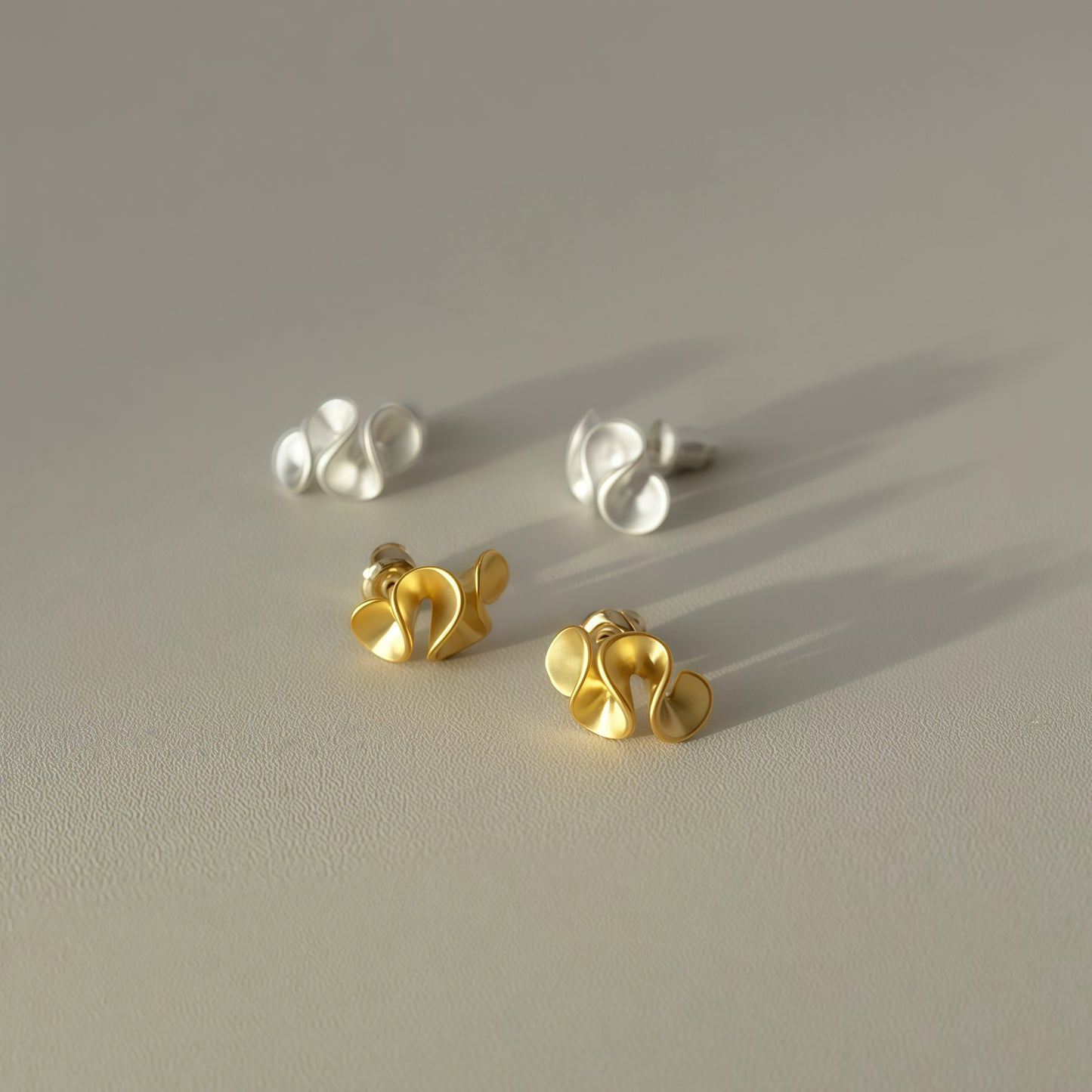 Cream Blossom Earrings – Gold & Silver