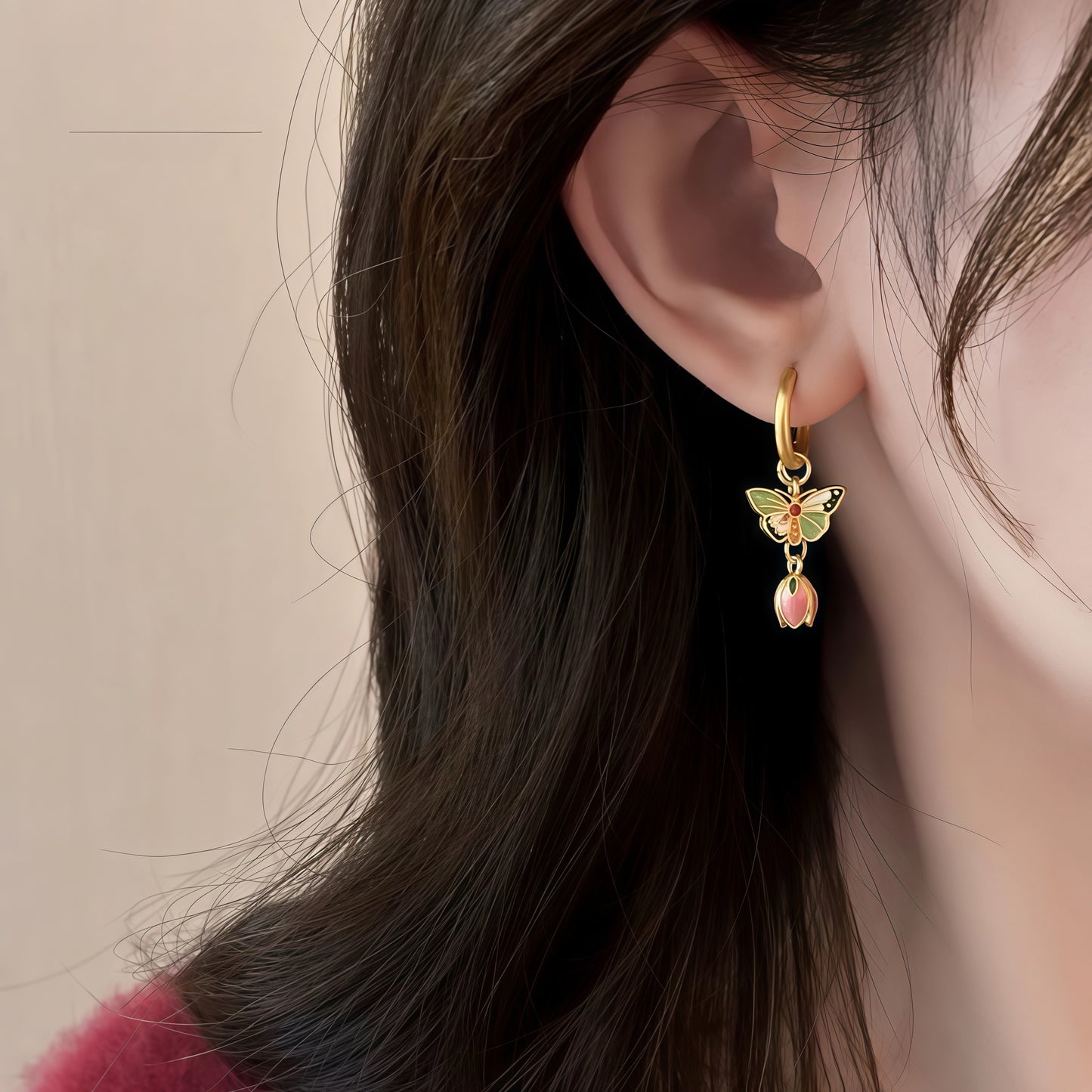 Butterfly & Blossom Convertible Hoop Earrings – 4 Styles in 1
