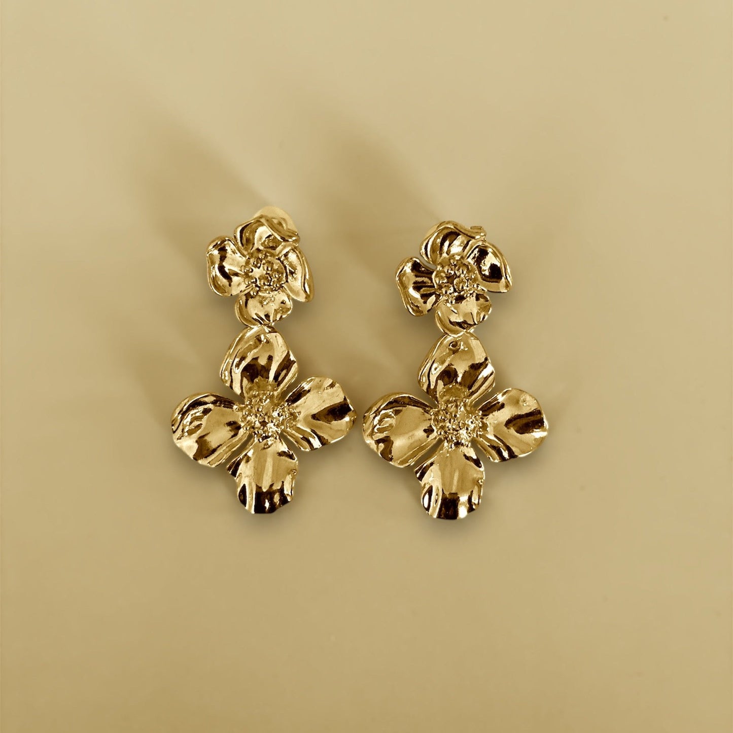 Summer Splendor Earrings – Golden Floral Statement Drops