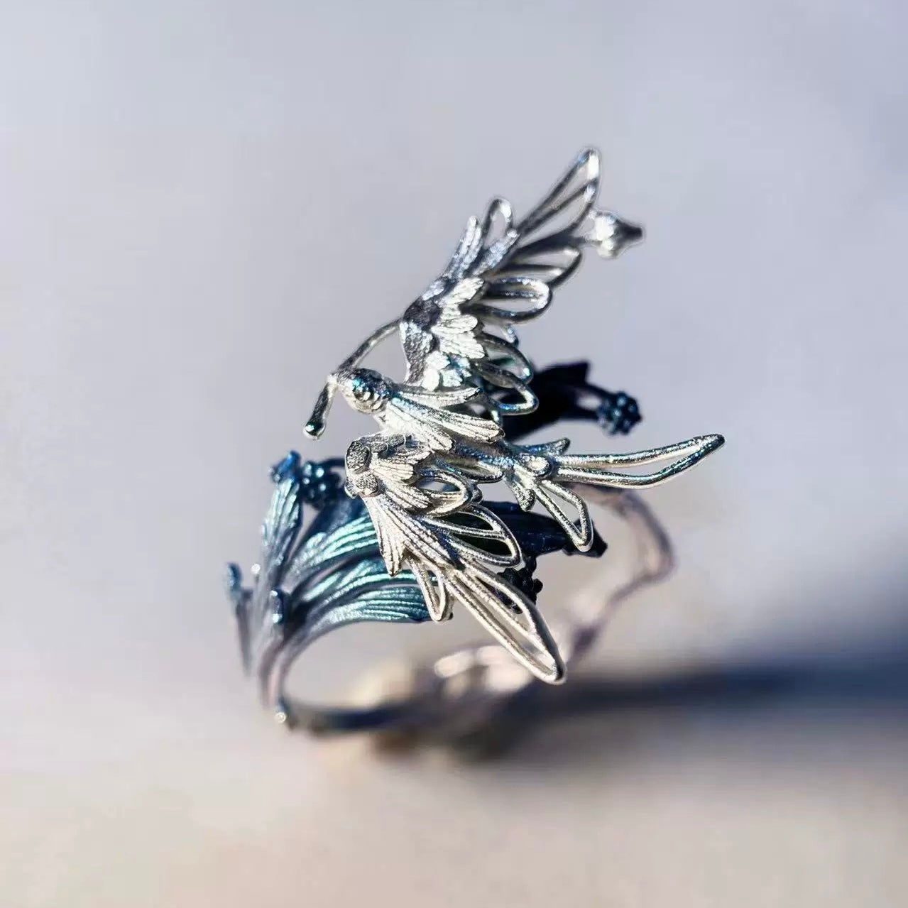Swallow Homecoming Silver Ring – Sterling Silver Adjustable Statement Ring
