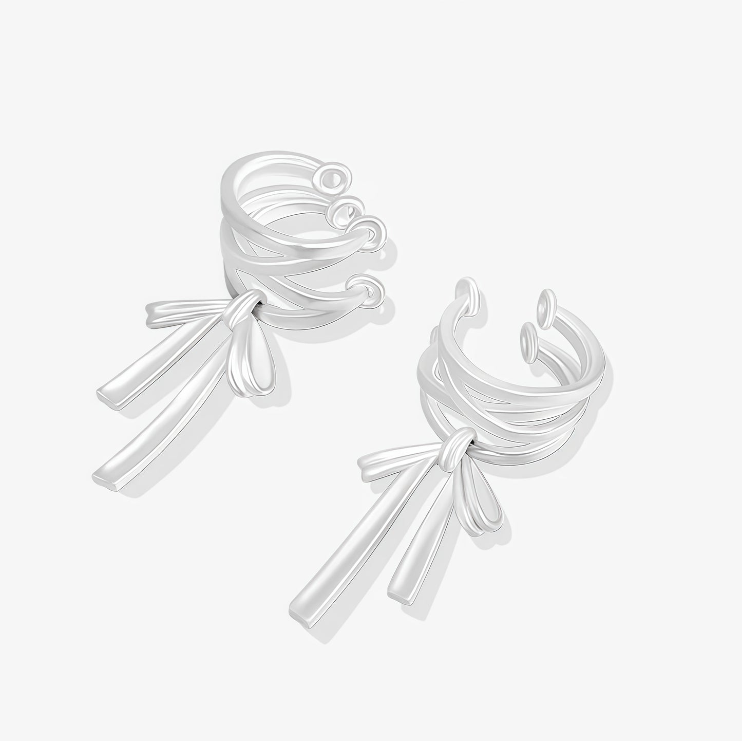 Silver Ribbon Ear Cuff