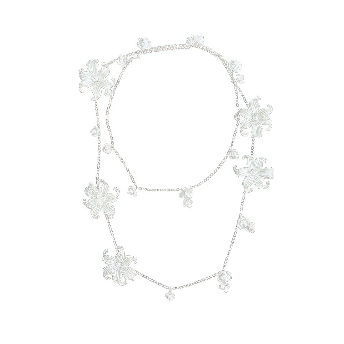 Halsband med blommande pärla och blomma – Multiway Jewelry