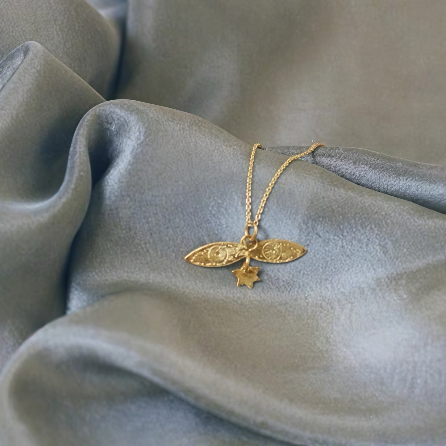 Celestial Moth Necklace – Gold-Plated Symbol of Transformation and Light