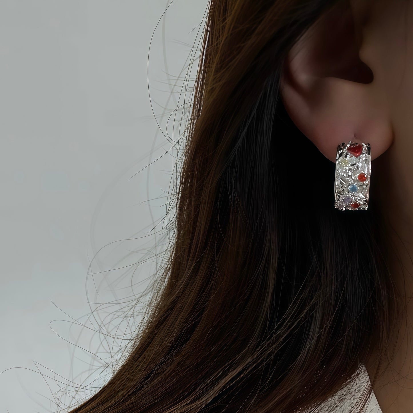 Celestial Mosaic Earrings – Silver & Gold