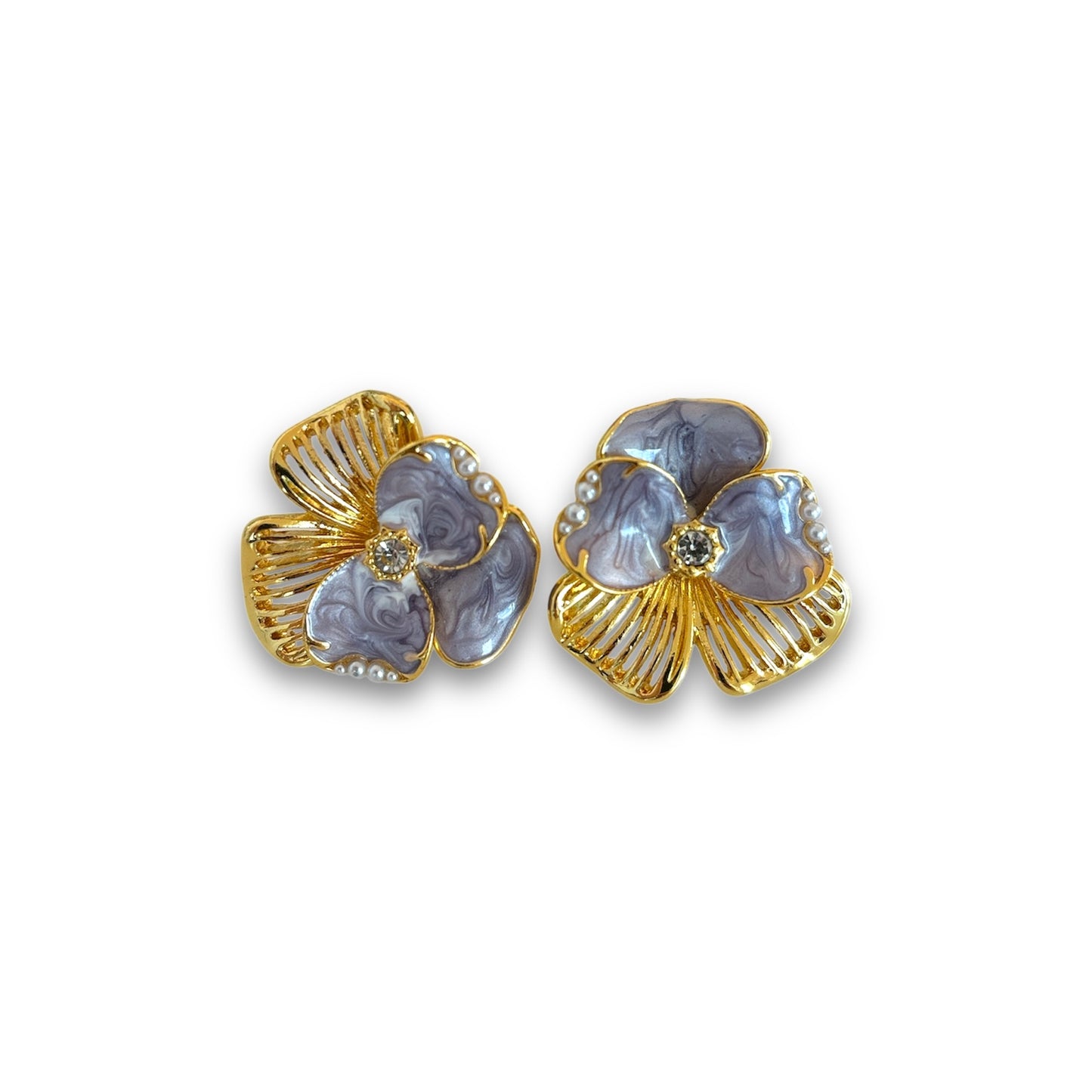 Gold & Lilac Orchid Earrings