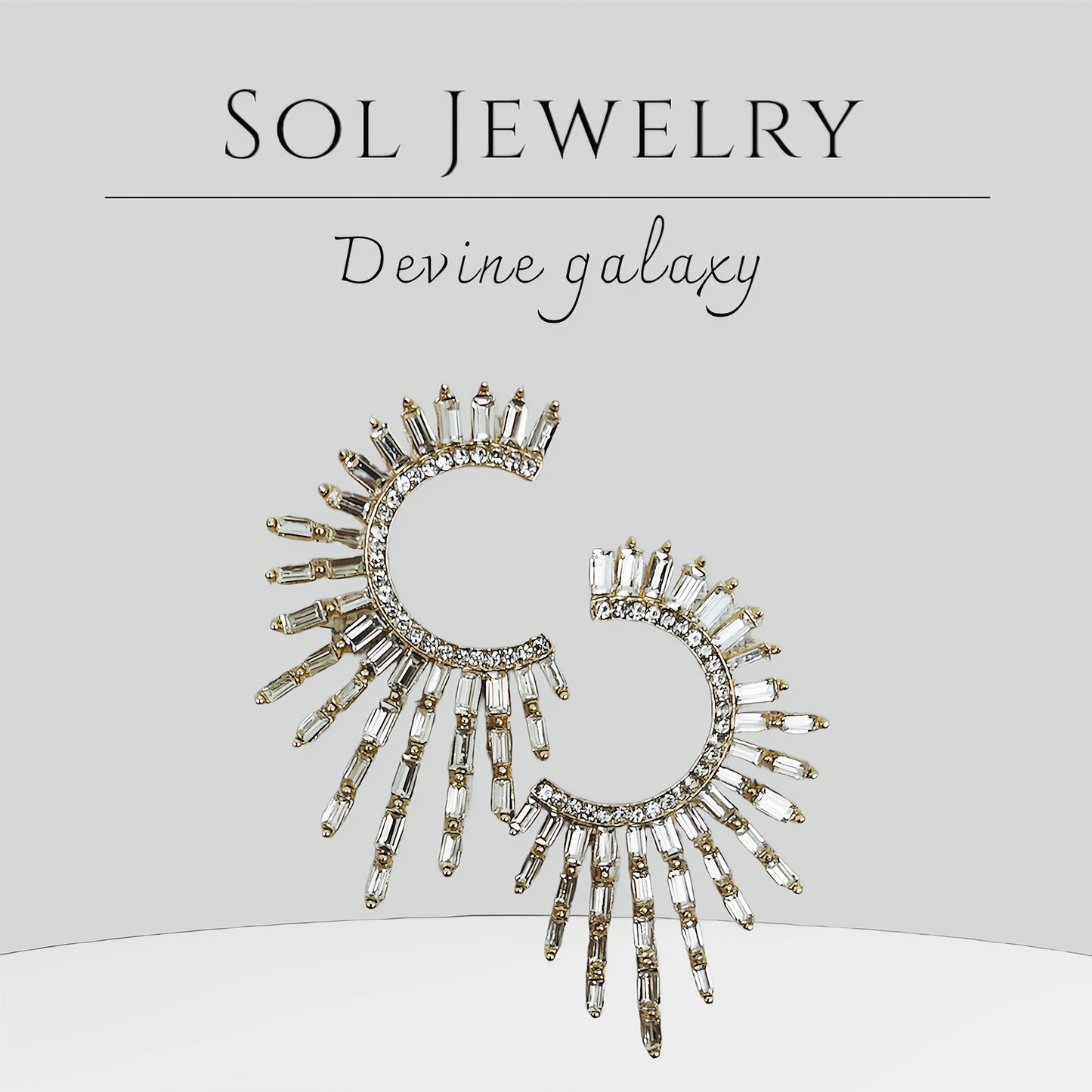 Devine Galaxy Earrings – Sun-Inspired Gold & Crystal Statement Hoops