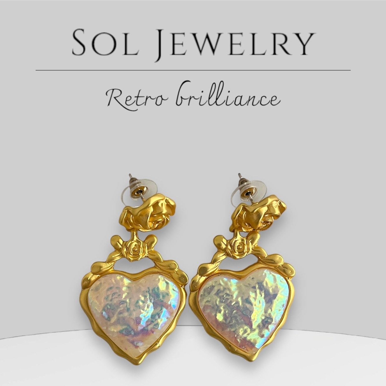 Golden Rose Heart Earrings