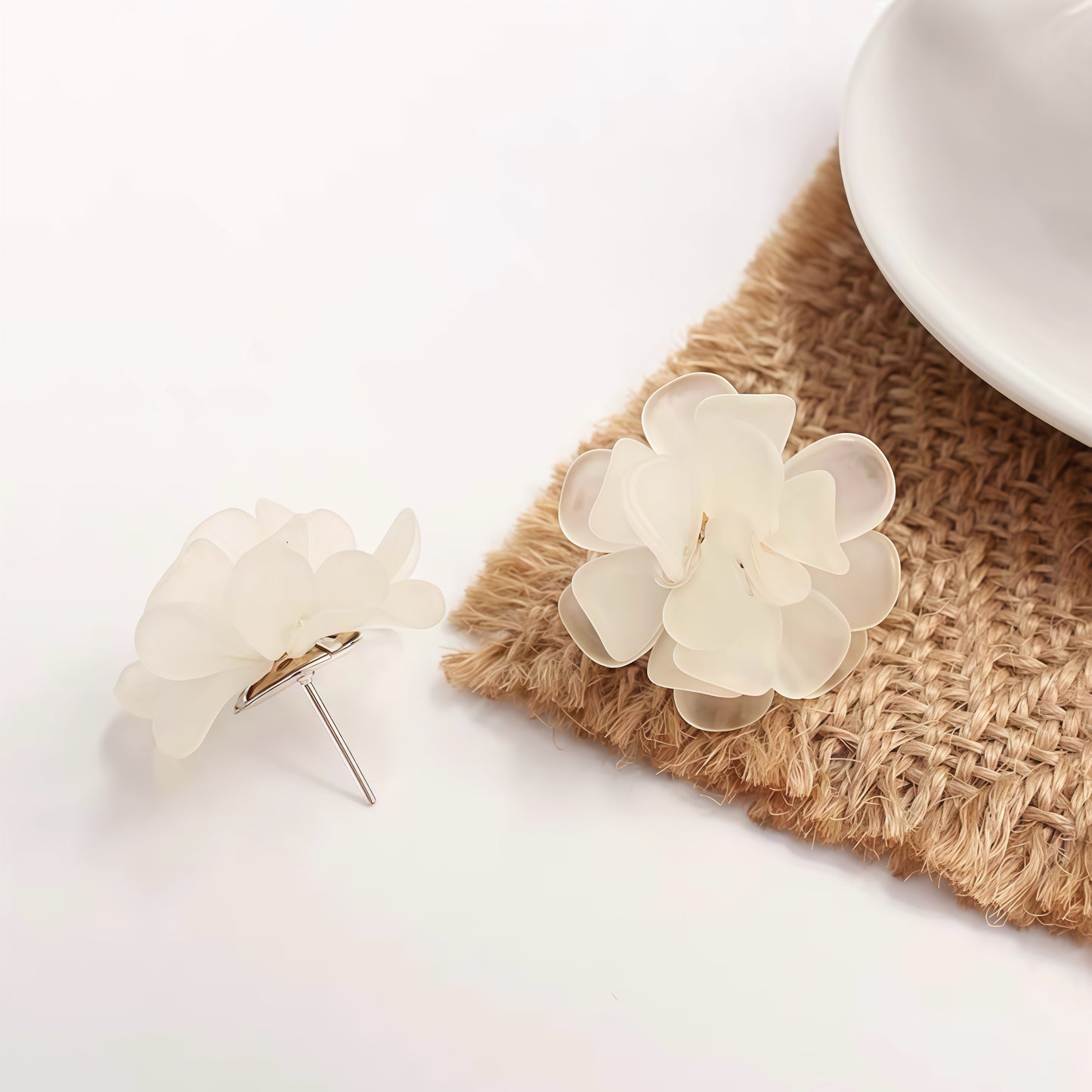 Blooming Elegance Flower Earrings – Soft White Petals of Timeless Grace