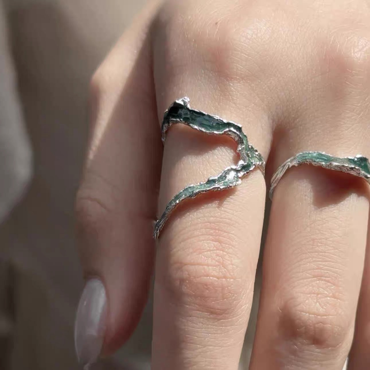Flowing River Silver Ring – Handcrafted Organic Design
