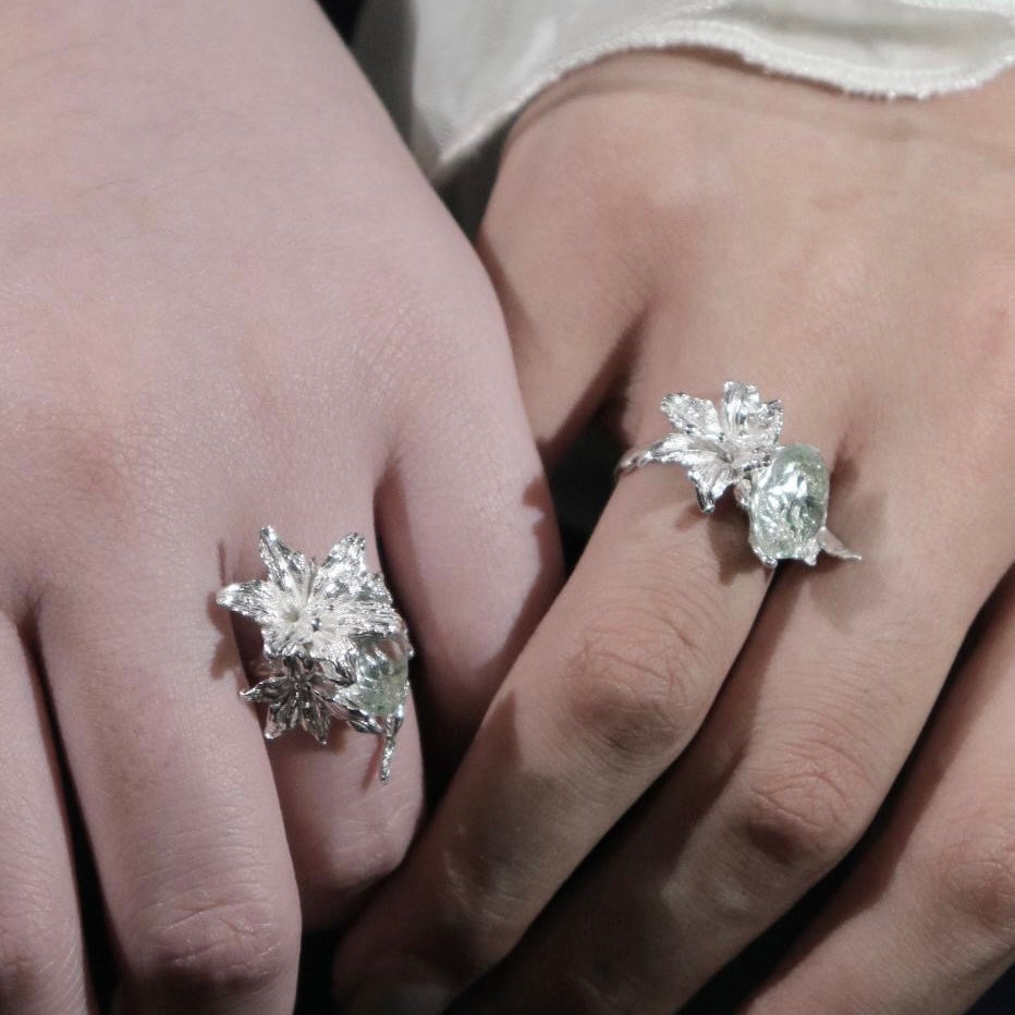 Botanic Blaze Silver Adjustable Ring