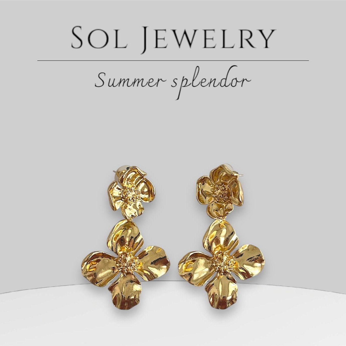 Summer Splendor Earrings – Golden Floral Statement Drops