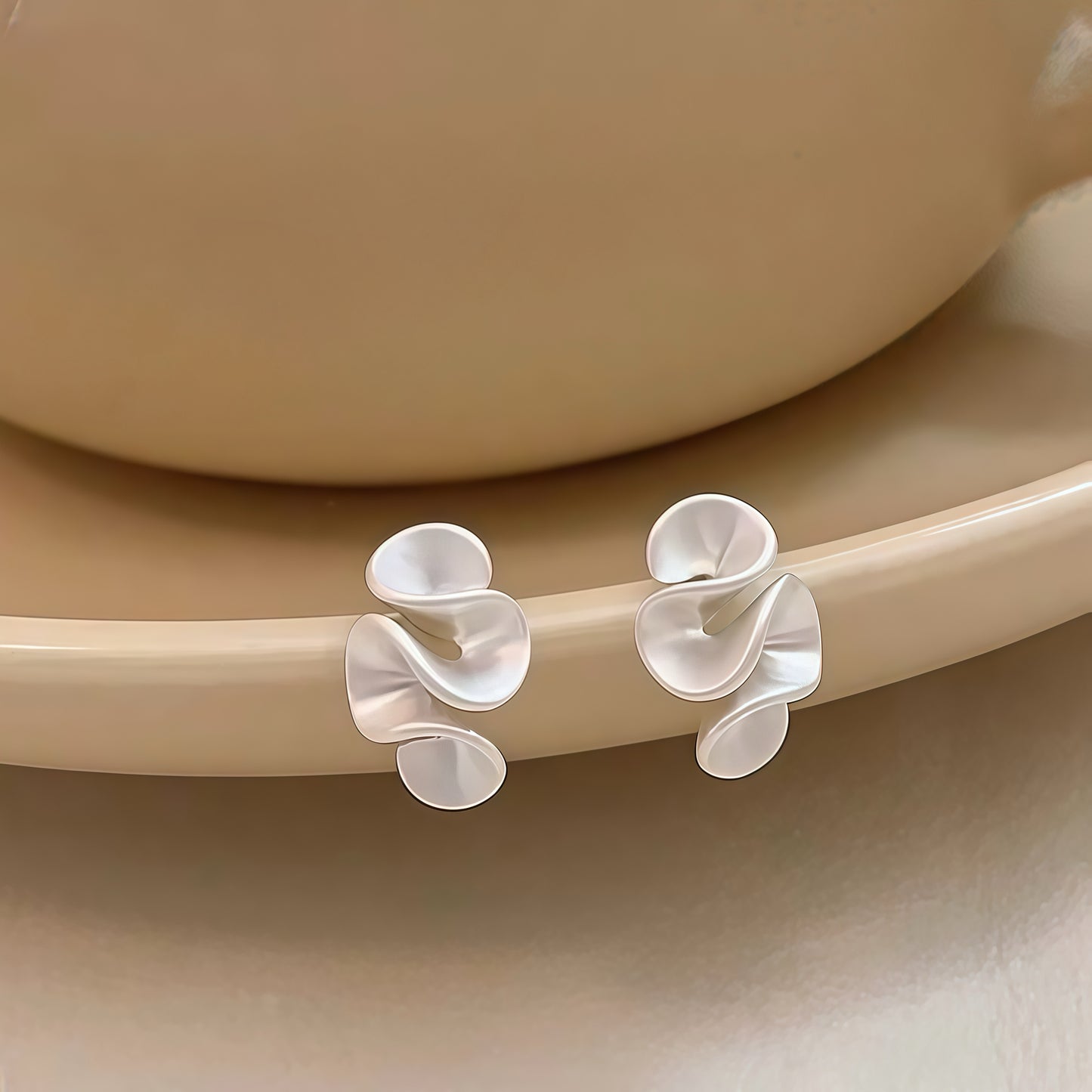 Cream Blossom Earrings – Gold & Silver