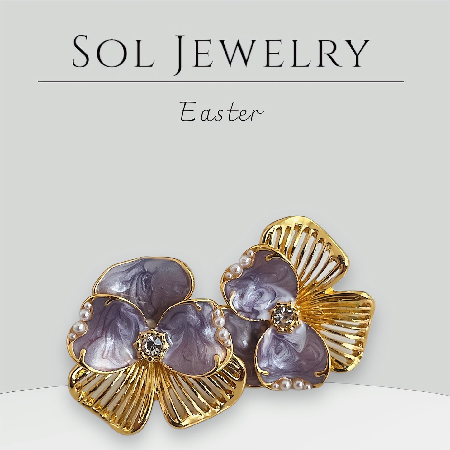 Gold & Lilac Orchid Earrings