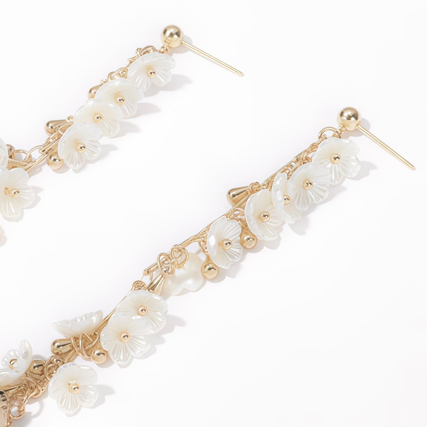 Cherry Blossom Rain Earrings – Convertible Floral Hoops & Mother-of-Pearl (2-in-1 Style)
