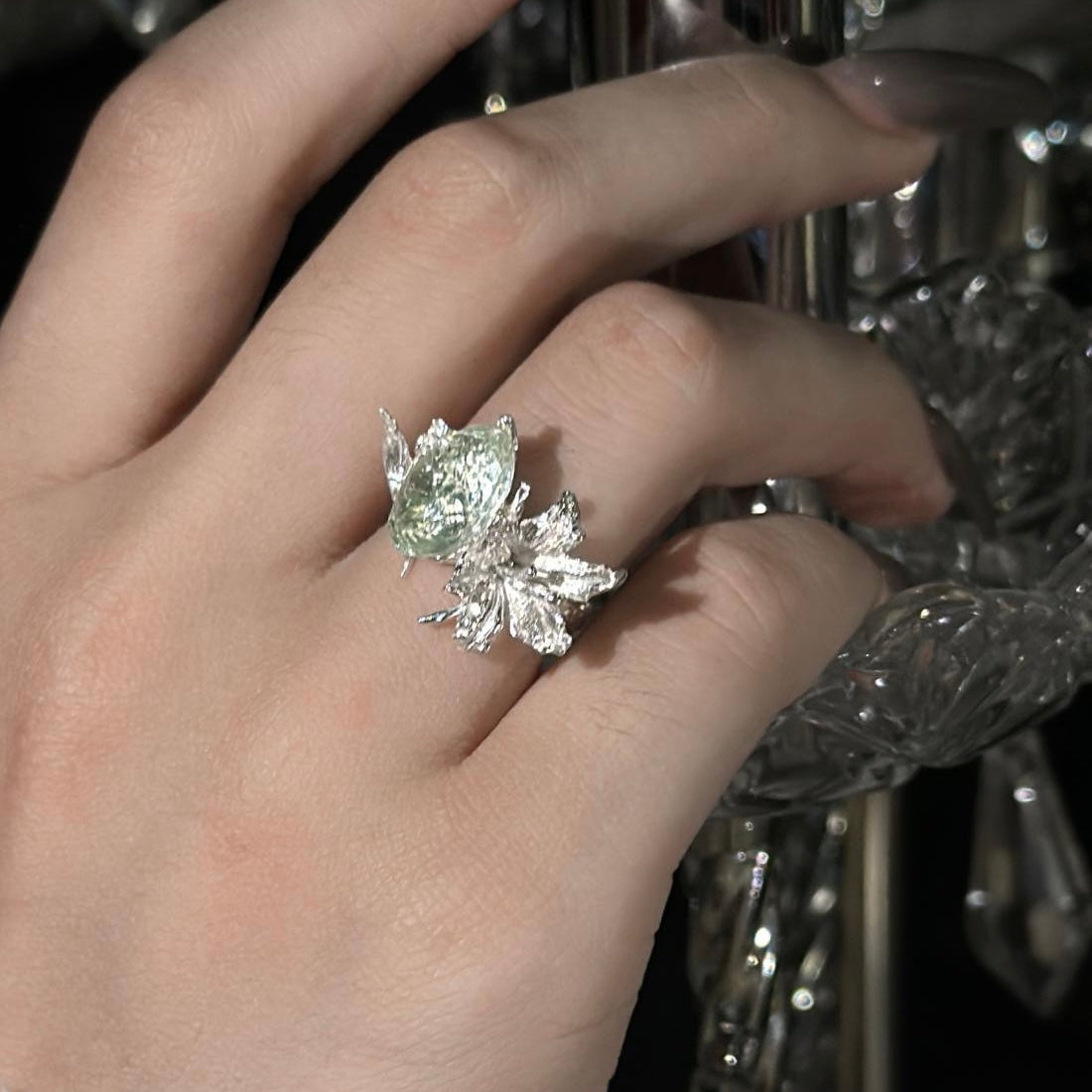 Botanic Blaze Silver Adjustable Ring