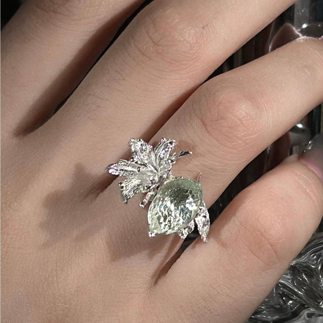 Botanic Blaze Silver Adjustable Ring