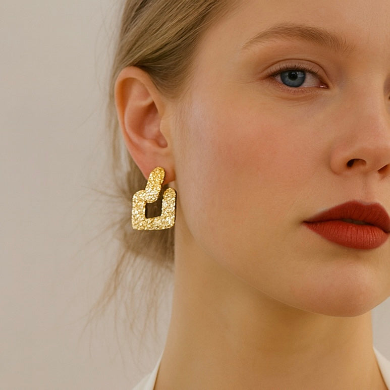 Golden Terrain Earrings – Sculpted Elegance, Born from Light and Texture