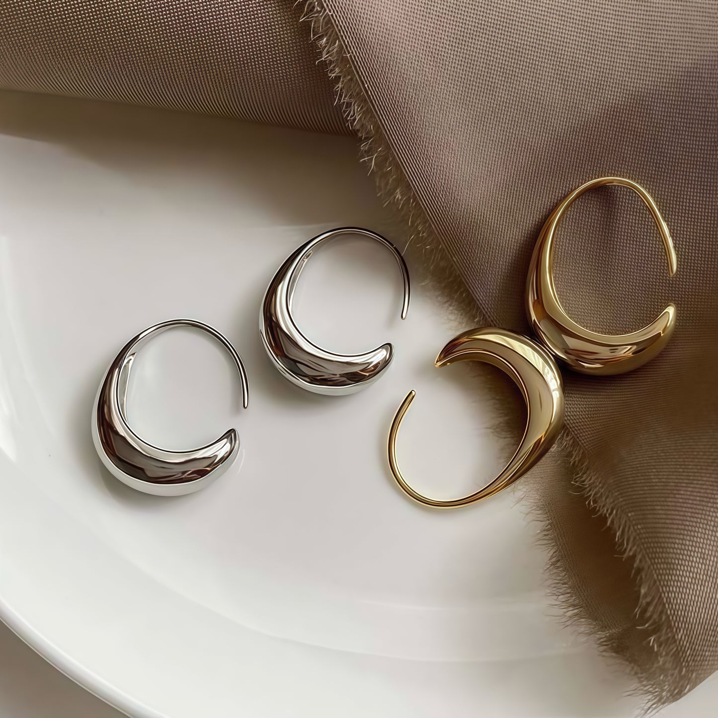 Lunar Flow Earrings - Gold & Silver