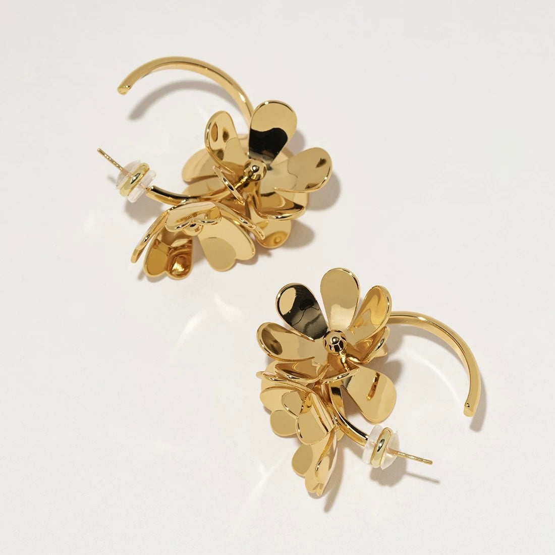 Golden Petal Loop Earrings