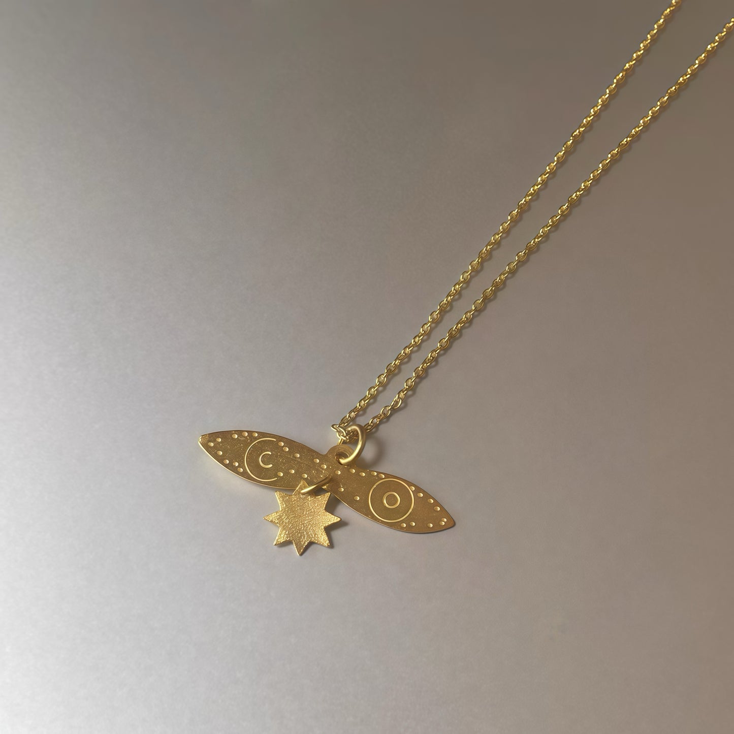 Celestial Moth Necklace – Gold-Plated Symbol of Transformation and Light