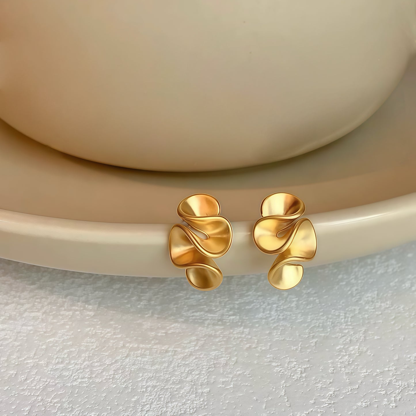 Cream Blossom Earrings – Gold & Silver