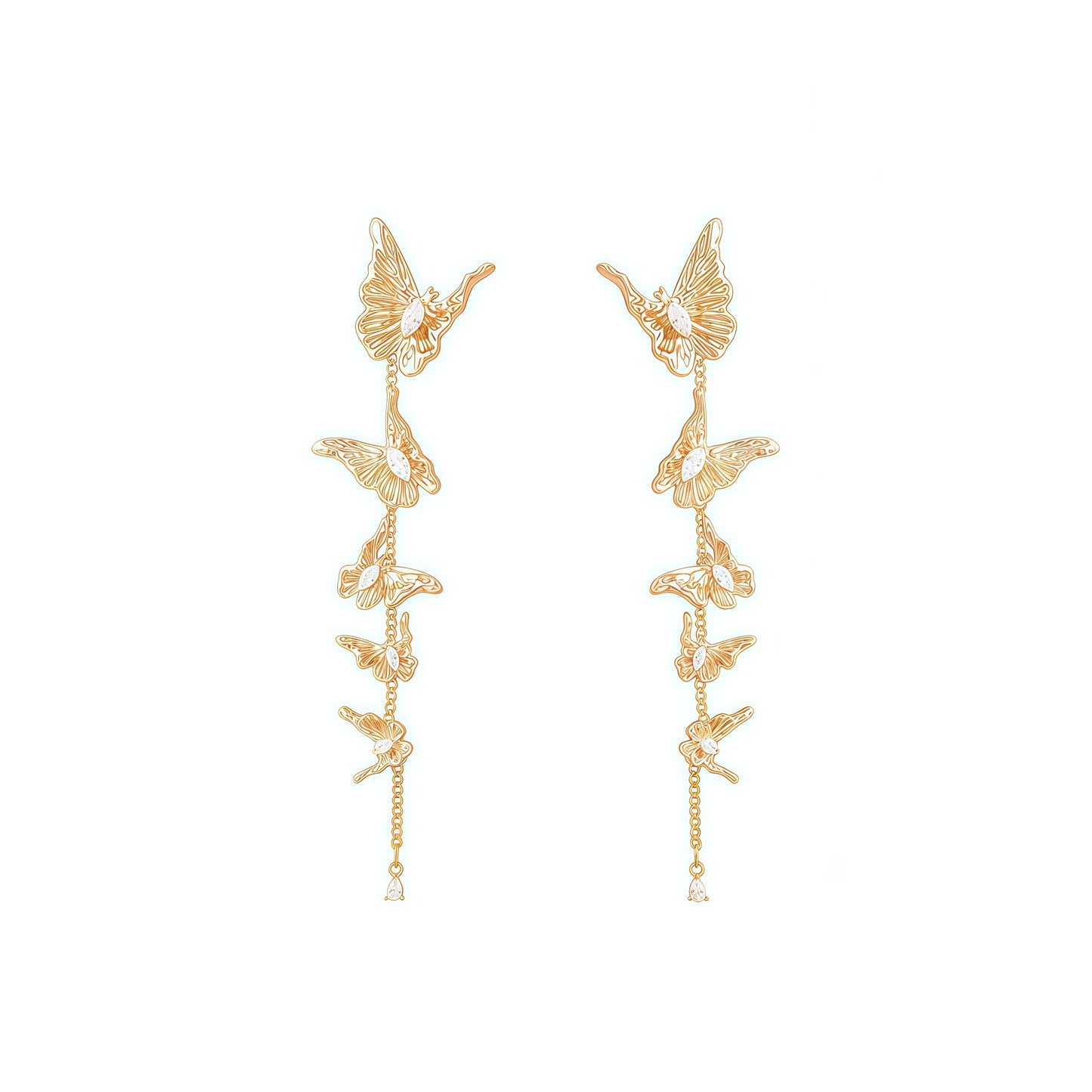 Fluttering Muse Earrings – Golden Symphony of Grace