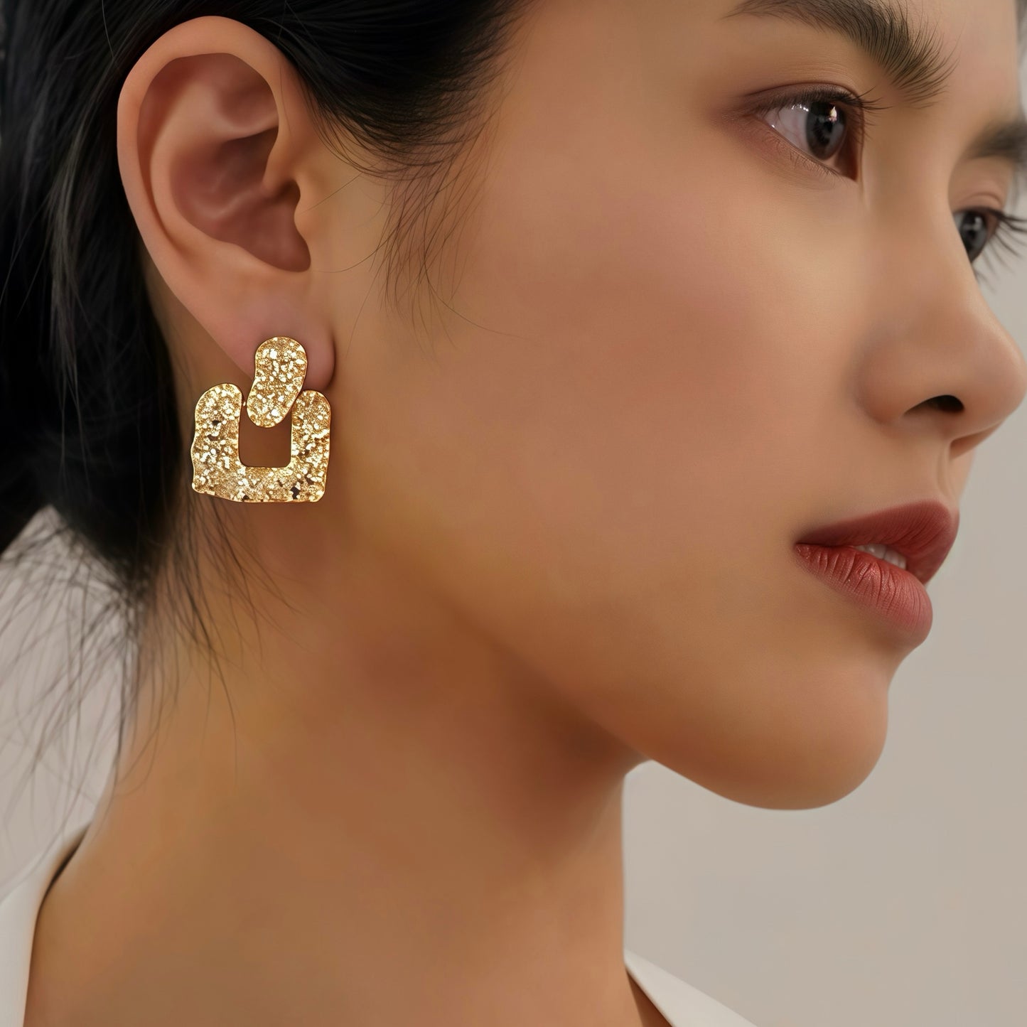 Golden Terrain Earrings – Sculpted Elegance, Born from Light and Texture