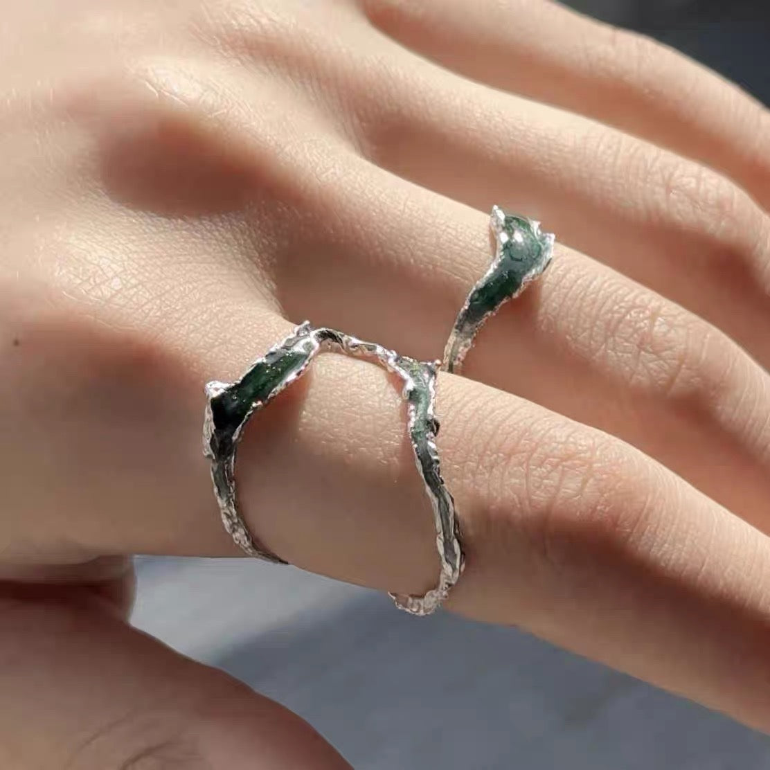 Flowing River Silver Ring – Handcrafted Organic Design