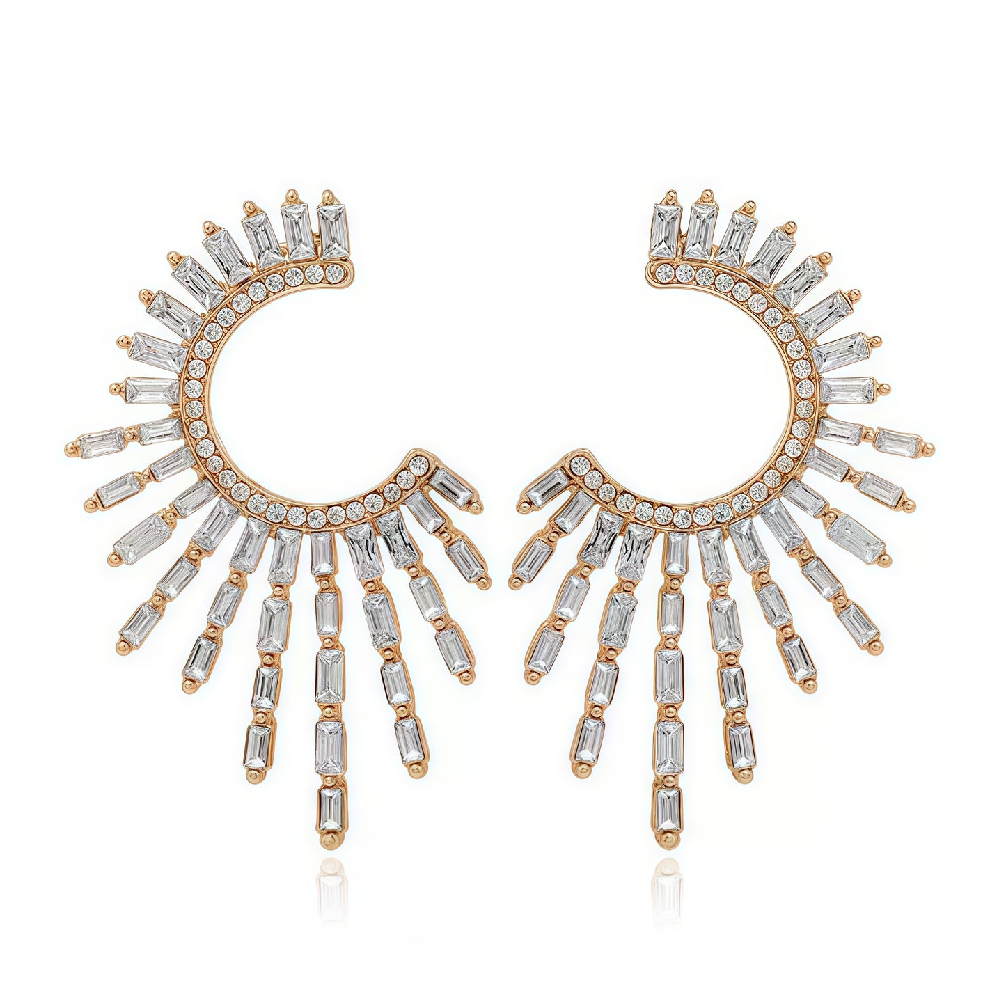 Devine Galaxy Earrings – Sun-Inspired Gold & Crystal Statement Hoops