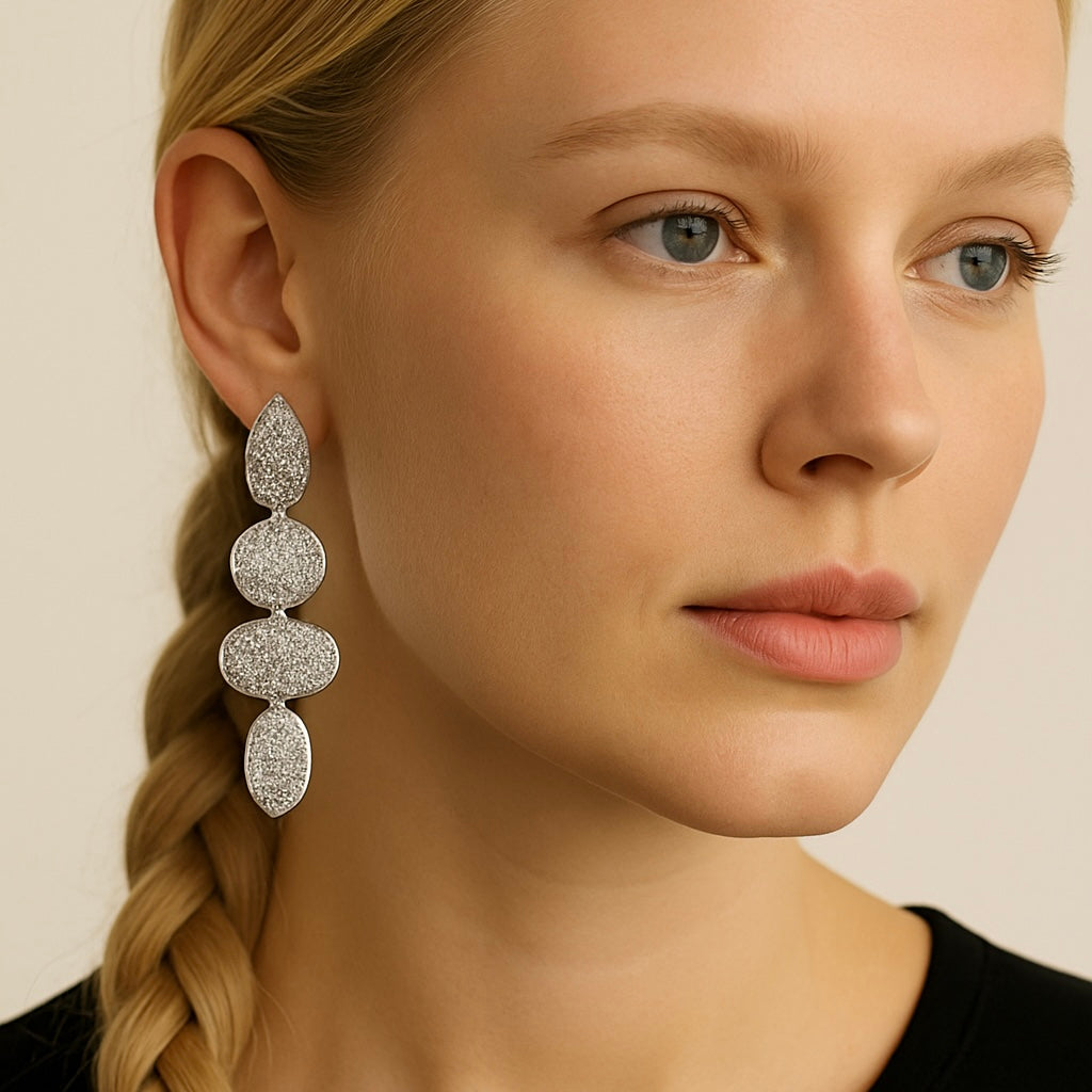 Sunlit Cascade Earrings – Textured Elegance in Motion