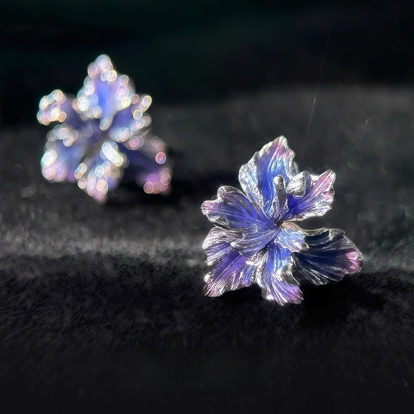 Midnight Bloom Earrings – Aurora Petal