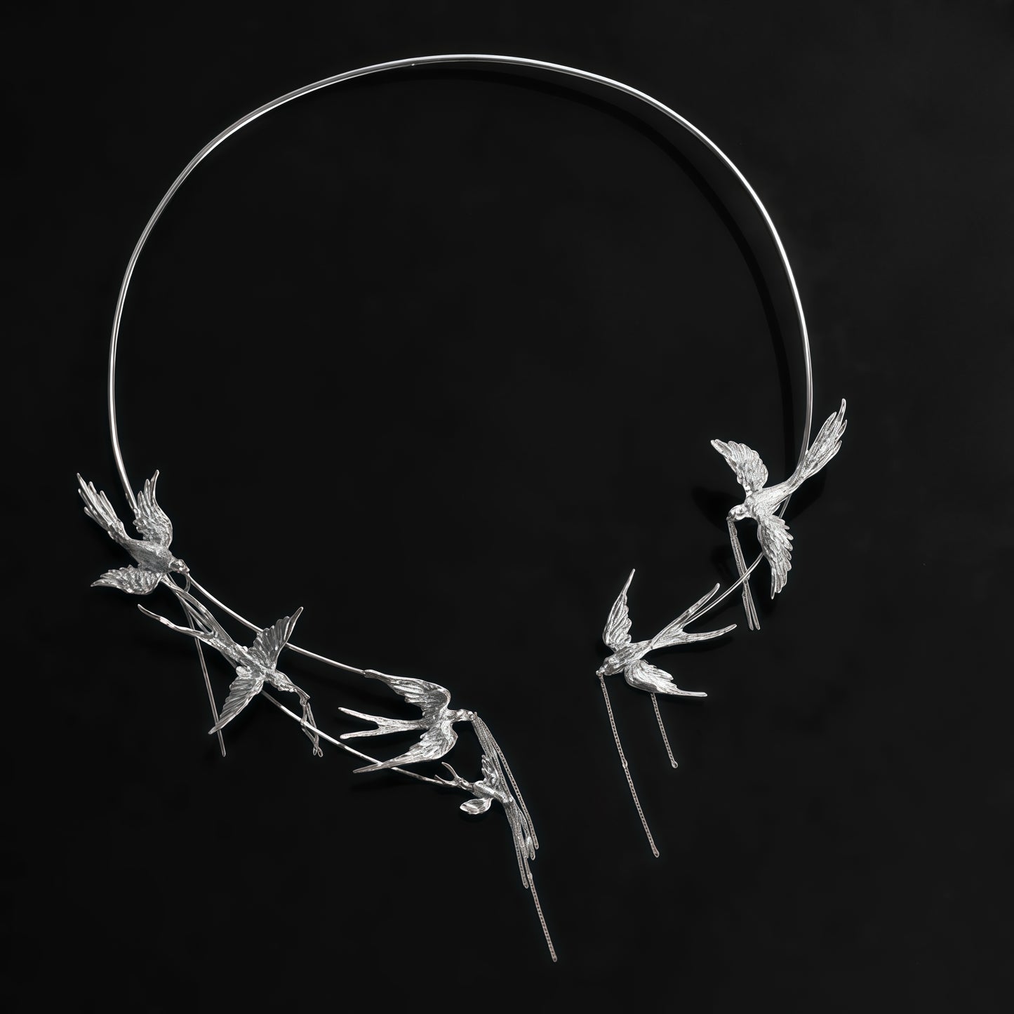 Flight of Grace Necklace – Sterling Silver Swallow Statement Collar