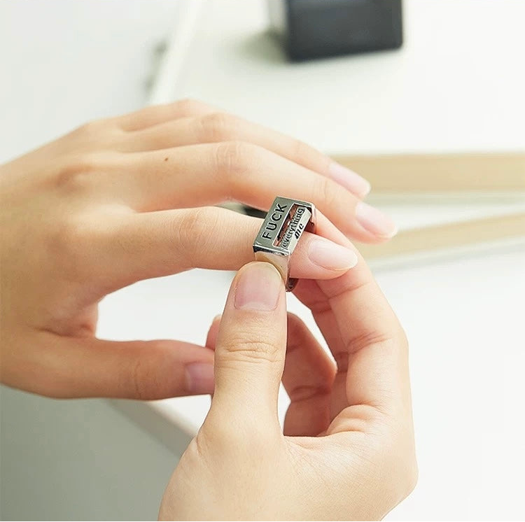 Bold Statement Adjustable Spinner Ring – Stainless Steel Mood Band