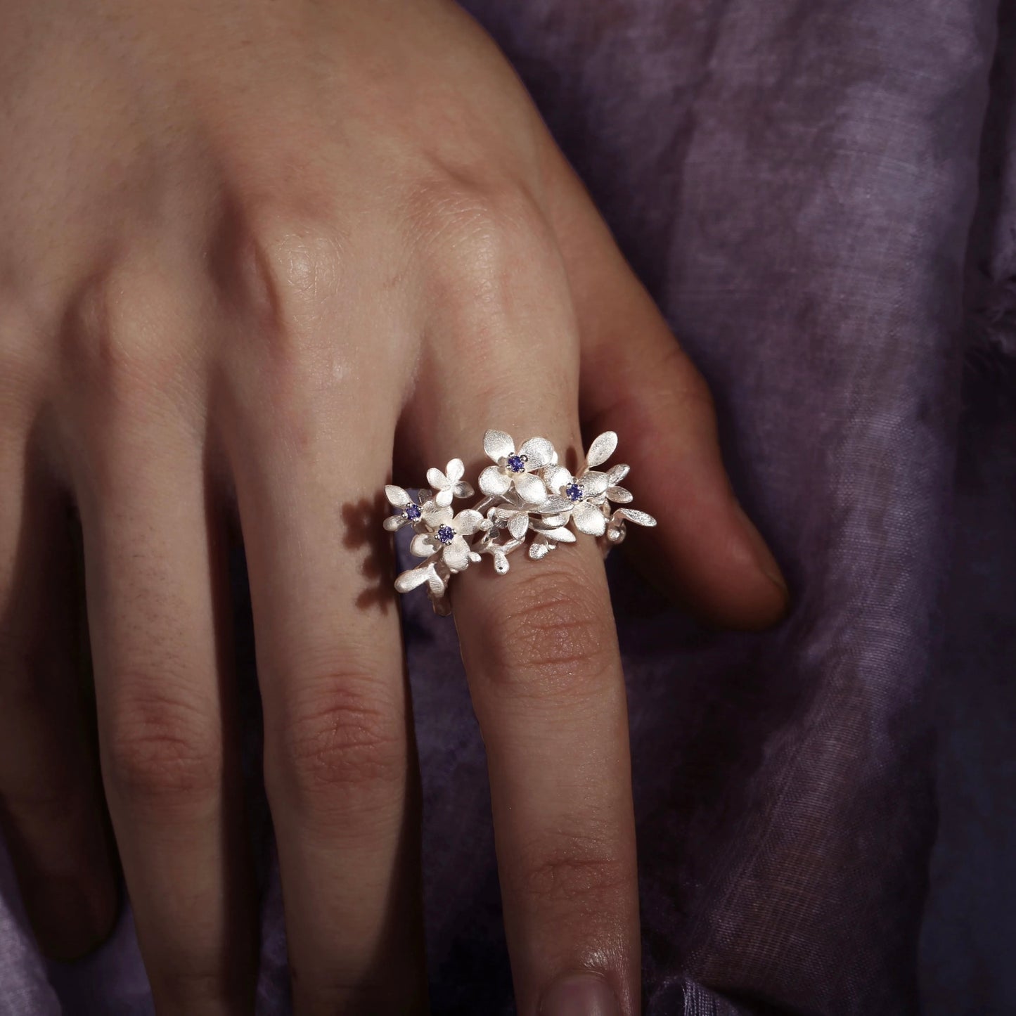 Blossom Branch Ring – Sterling Silver Floral Statement Jewelry