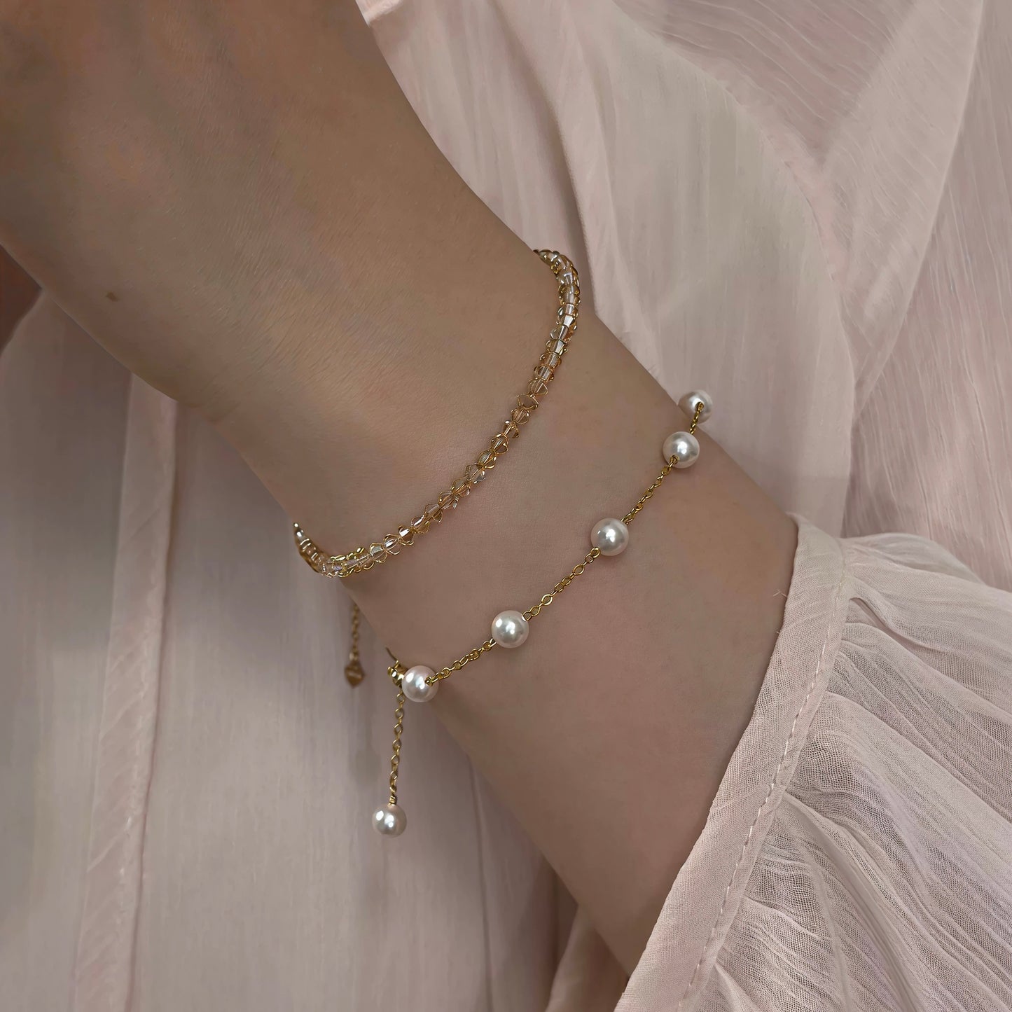 Golden Pearl Droplet Bracelet