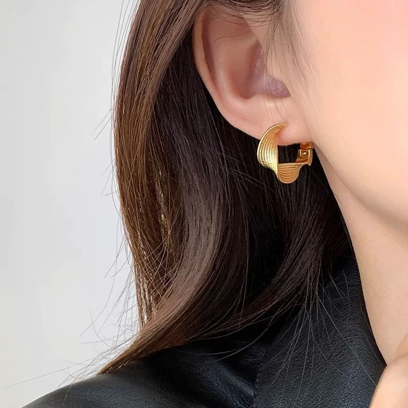 Eclipse Wave Hoop Earrings