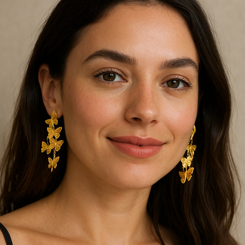 Golden Butterfly Cascade Earrings