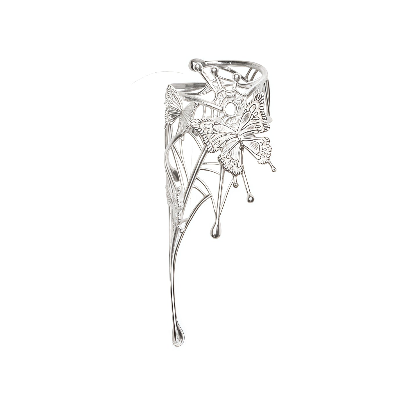 Butterfly Web Silver Statement Ring