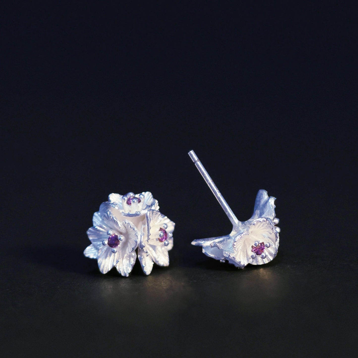 Blossom Harmony Earrings – Sterling Silver with Amethyst Accents