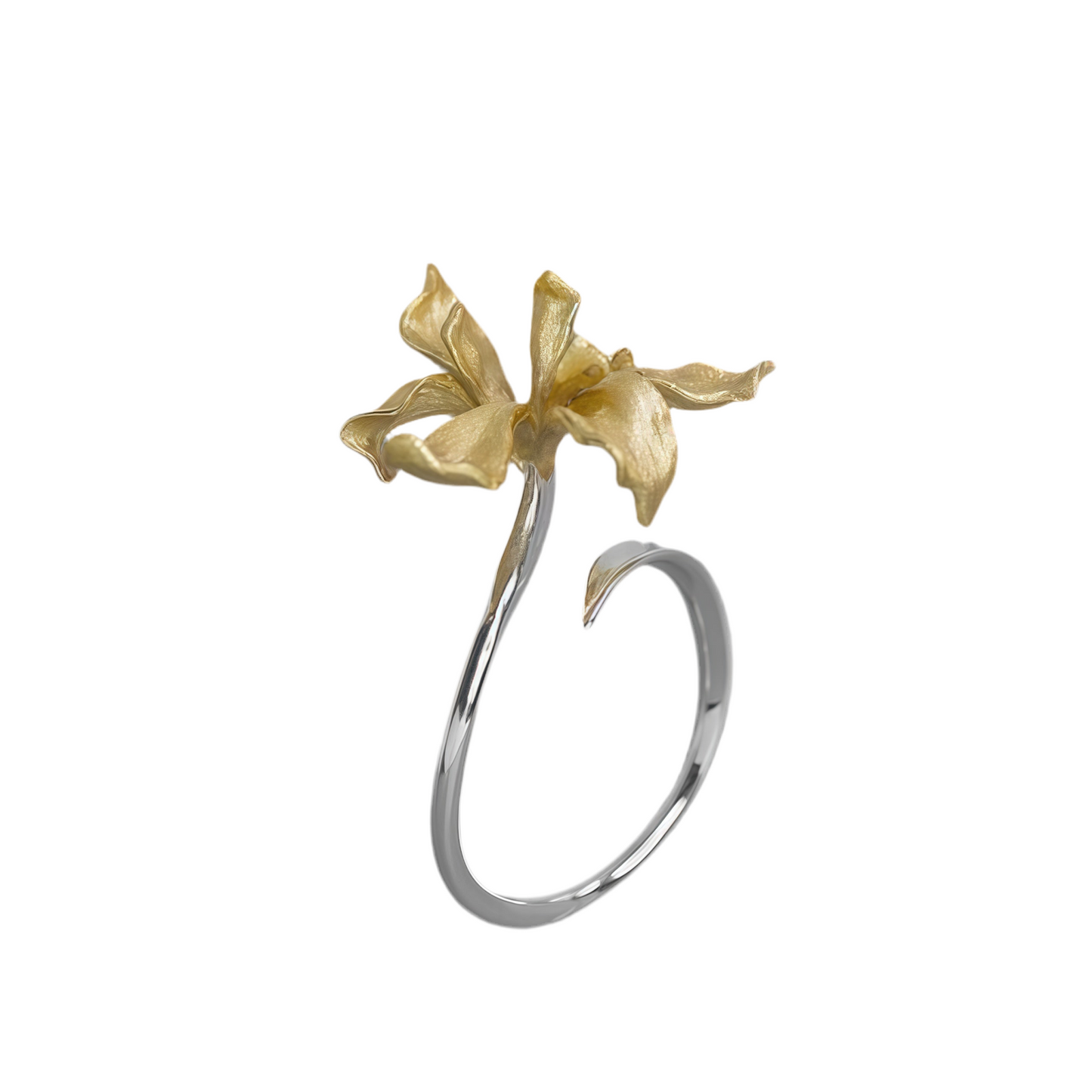 Iris Bloom Ring – Sculpted Elegance in Silver & Gold