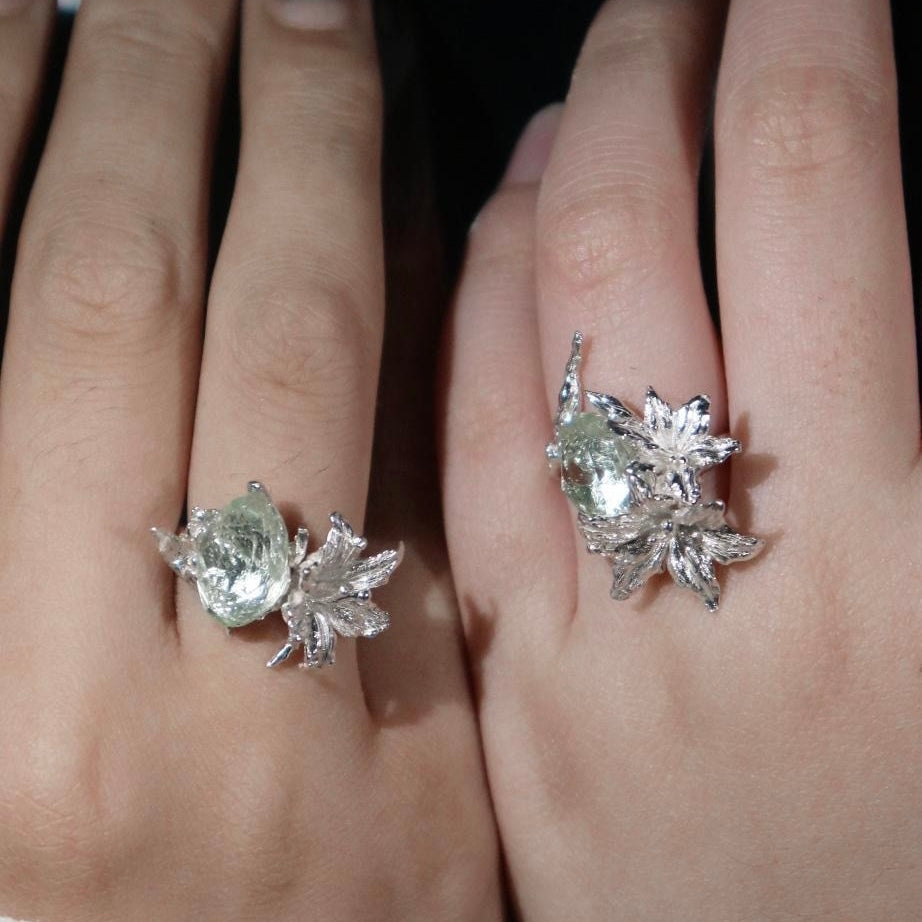 Botanic Blaze Silver Adjustable Ring