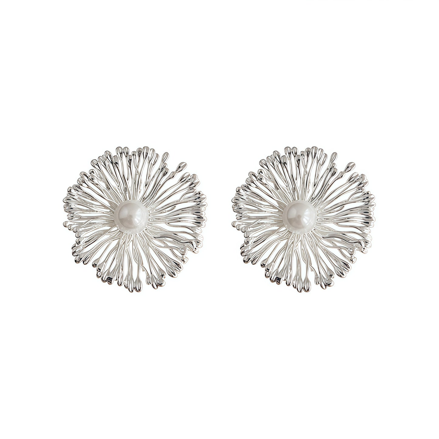 Silver Bloom Pearl Earrings