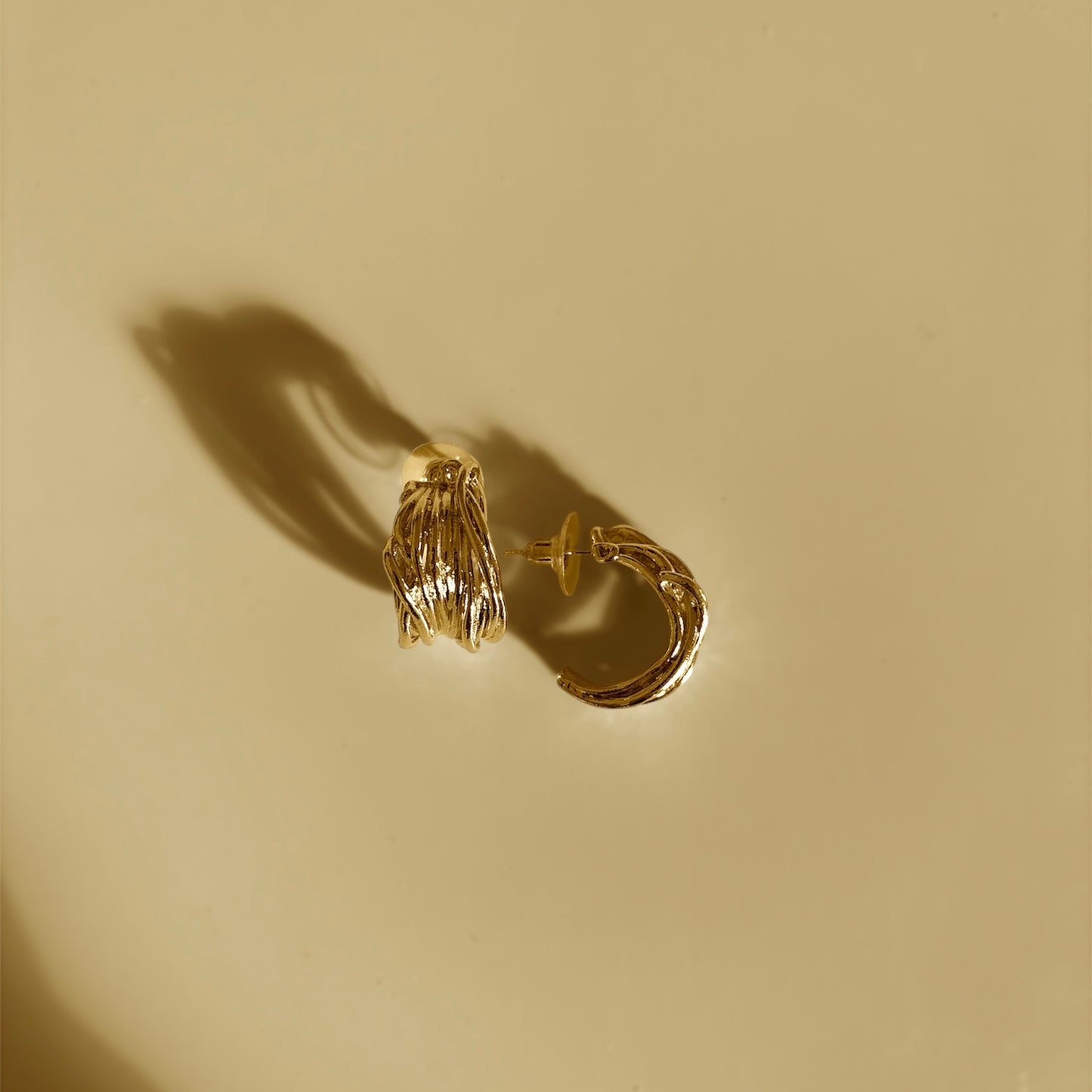 Golden Stumps Earrings – Organic Texture Meets Sculptural Elegance