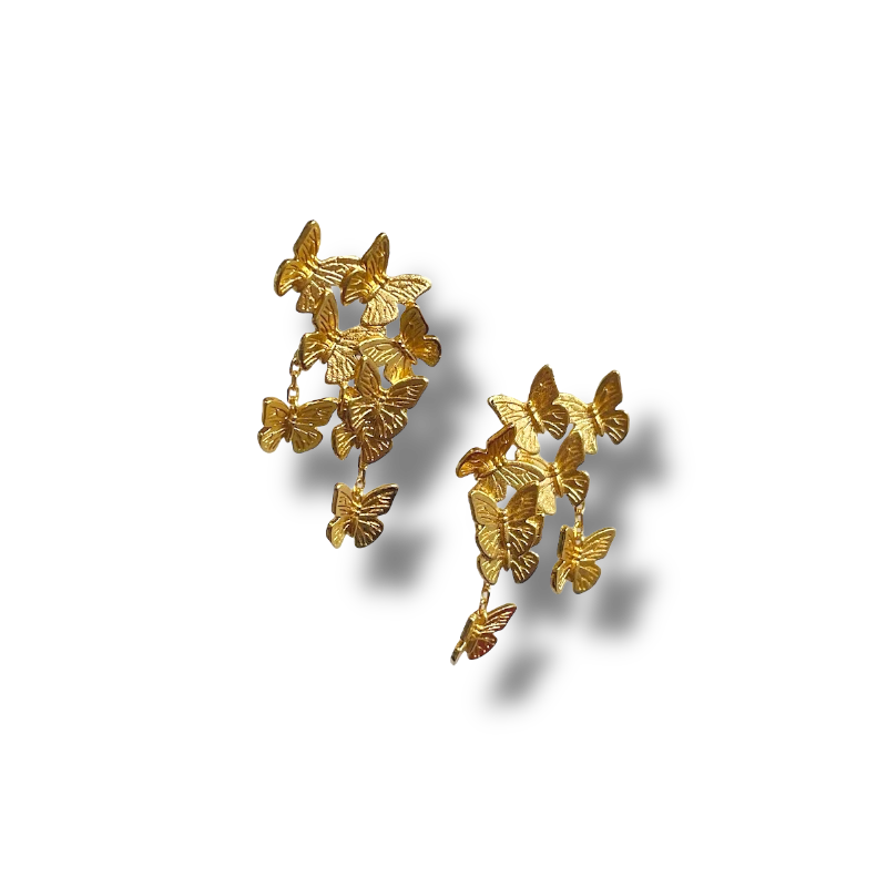 Golden Butterfly Cascade Earrings