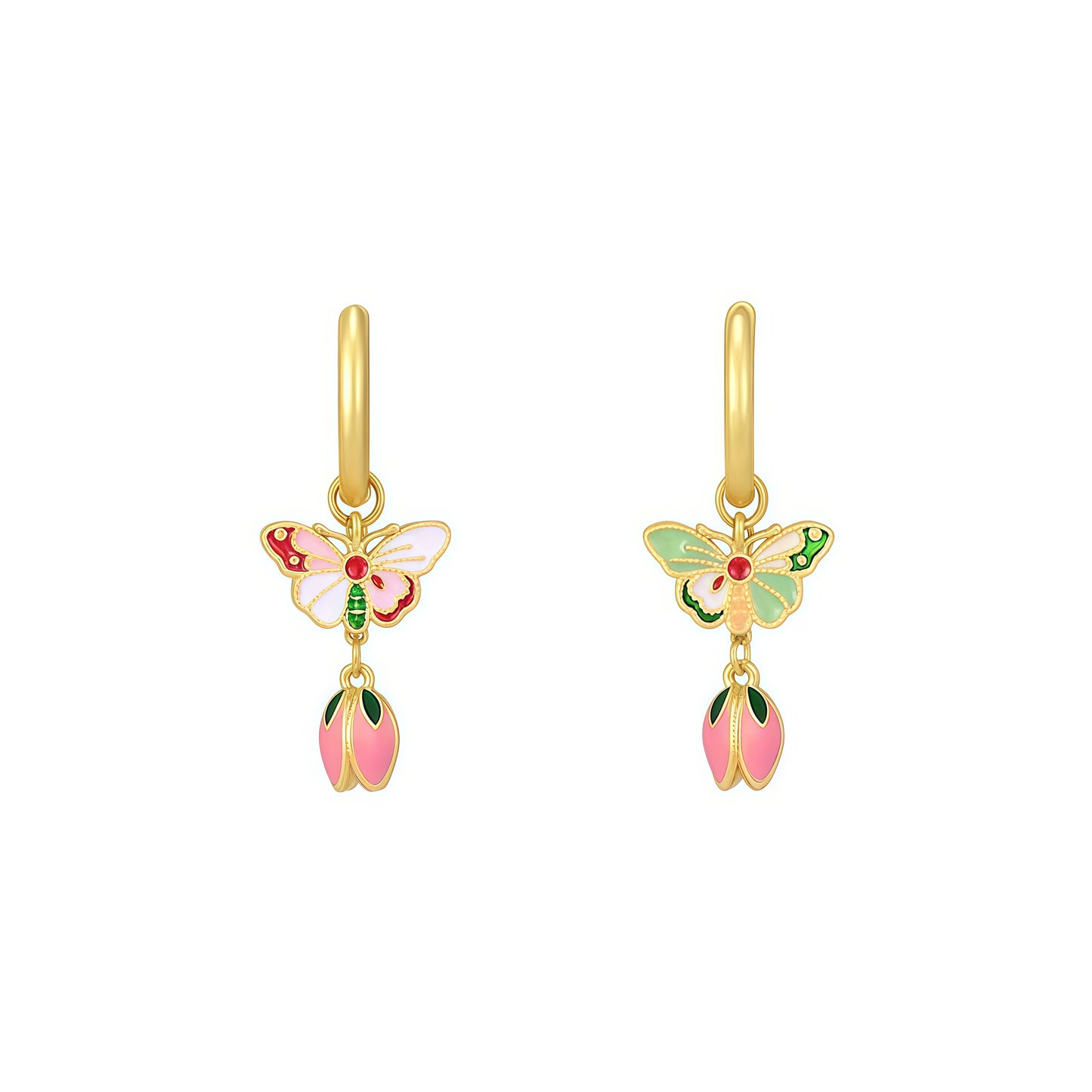 Butterfly & Blossom Convertible Hoop Earrings – 4 Styles in 1