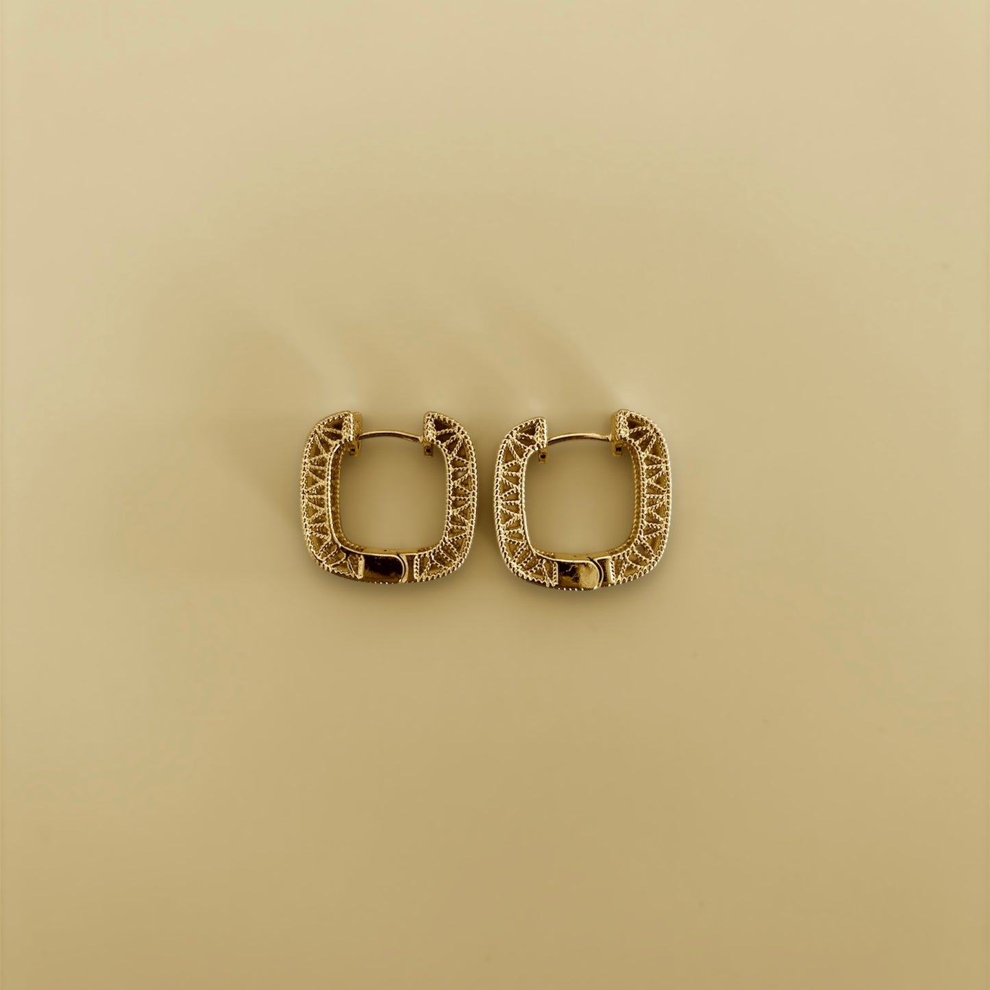 Golden Bloom Hoops – Textured Gold-Plated Earrings with Floral Detailing