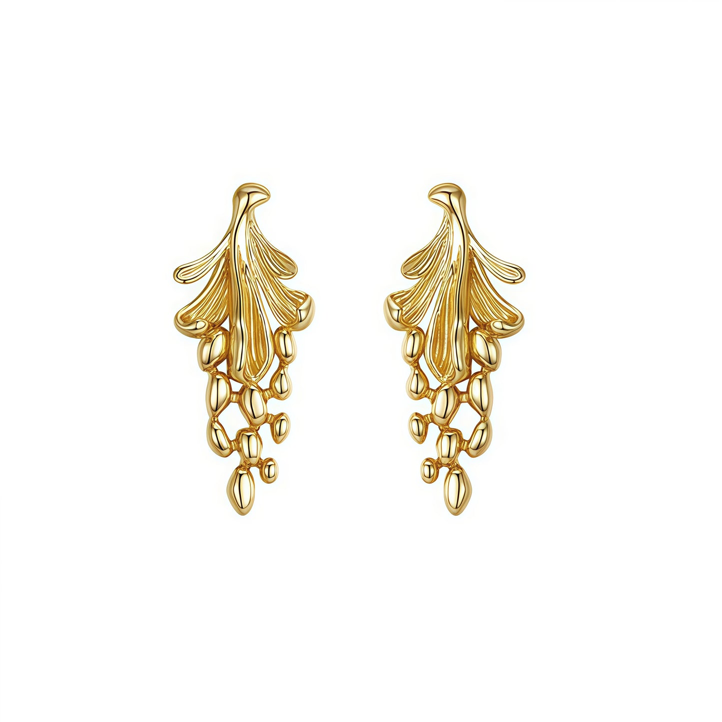 Golden Cascade Earrings – A Symphony of Flow and Light