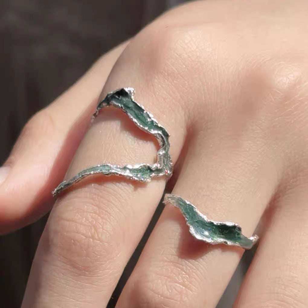 Flowing River Silver Ring – Handcrafted Organic Design