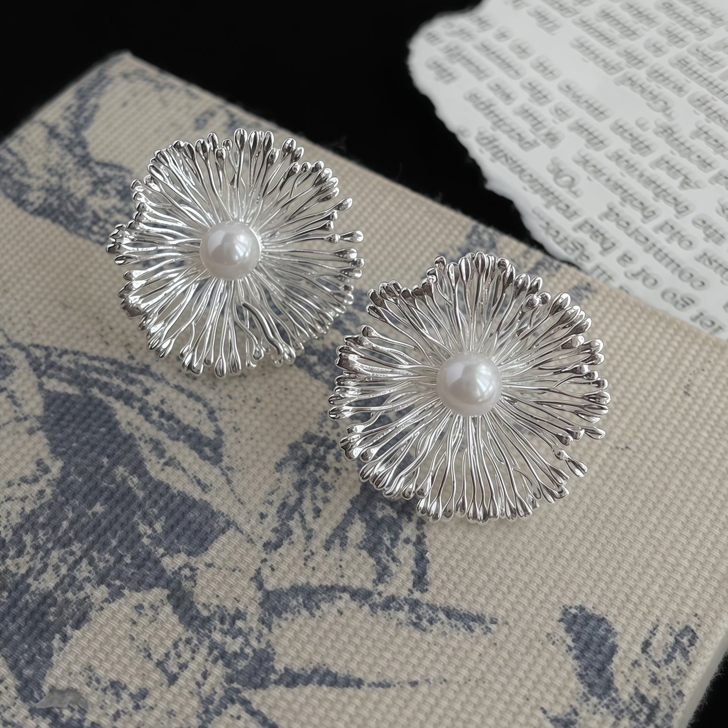 Silver Bloom Pearl Earrings