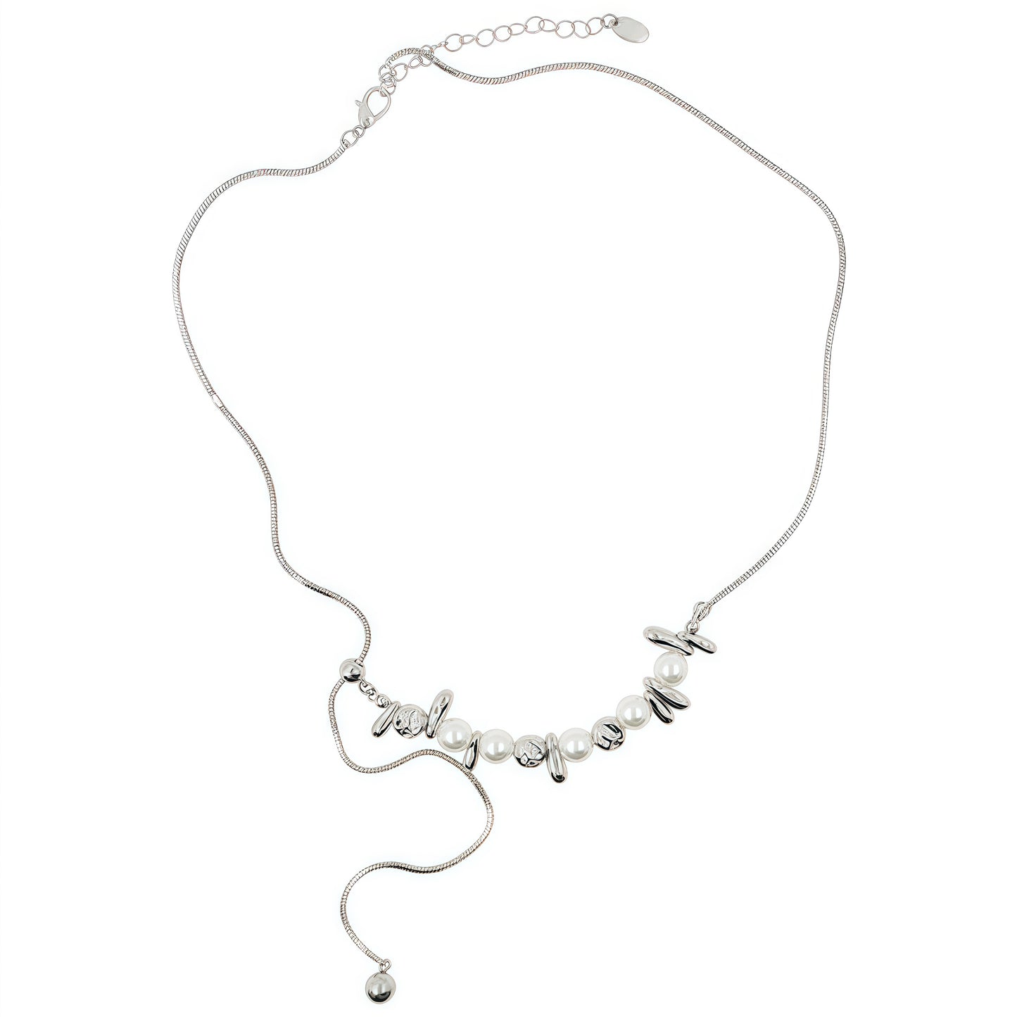 Modern pärlskulptur i silverhalsband